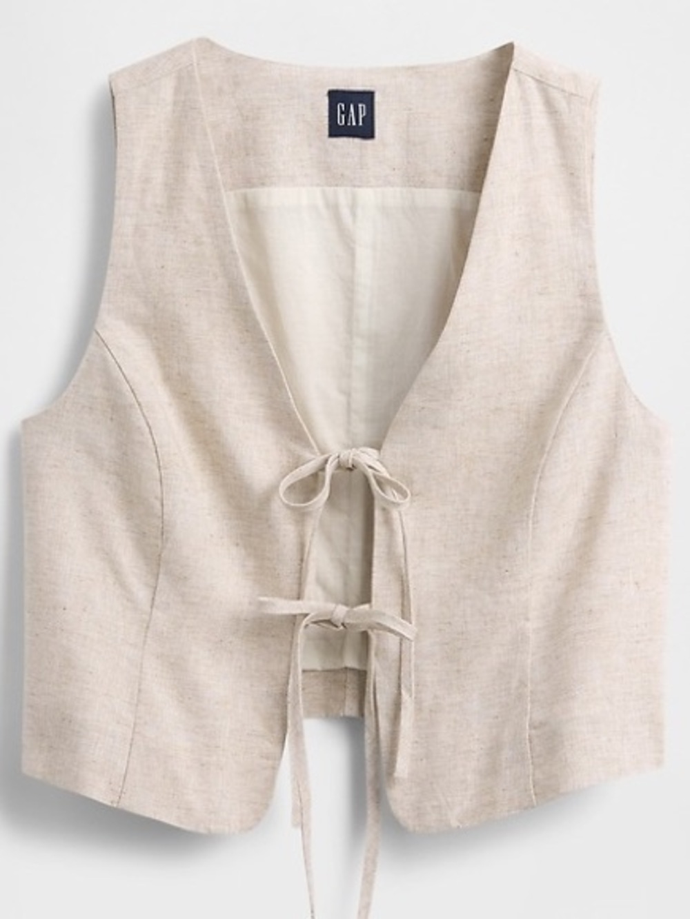 GAP Women's Cream Linen Tie-Front Vest